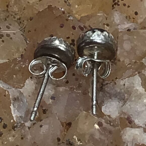 Earrings, Red Garnet and Sterling Silver Stud Earrings, NEW, Handmade, Artisan - Picture 2 of 3